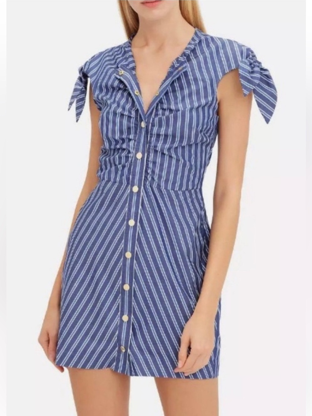 Derek Lam 10 Crosby Blue White Striped Nautical Mini Dress Coastal Sz 0